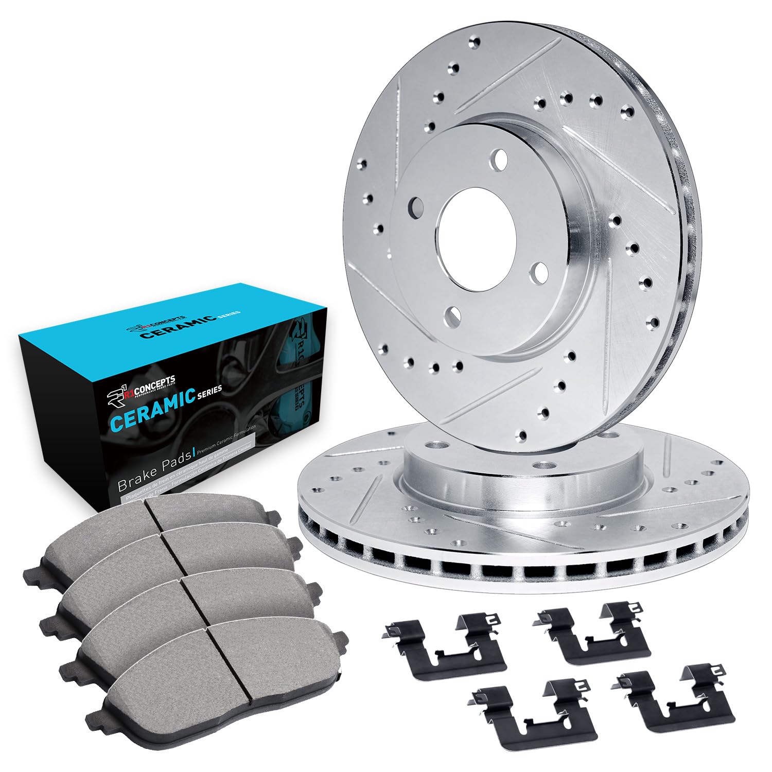 R1 Concepts Premium Front Brake Kit - Ceramic Brake Pads & Rotors with Hardware | Fits 1983 Honda Civic | Smooth Stopping Power for City Driving & Daily Commutes