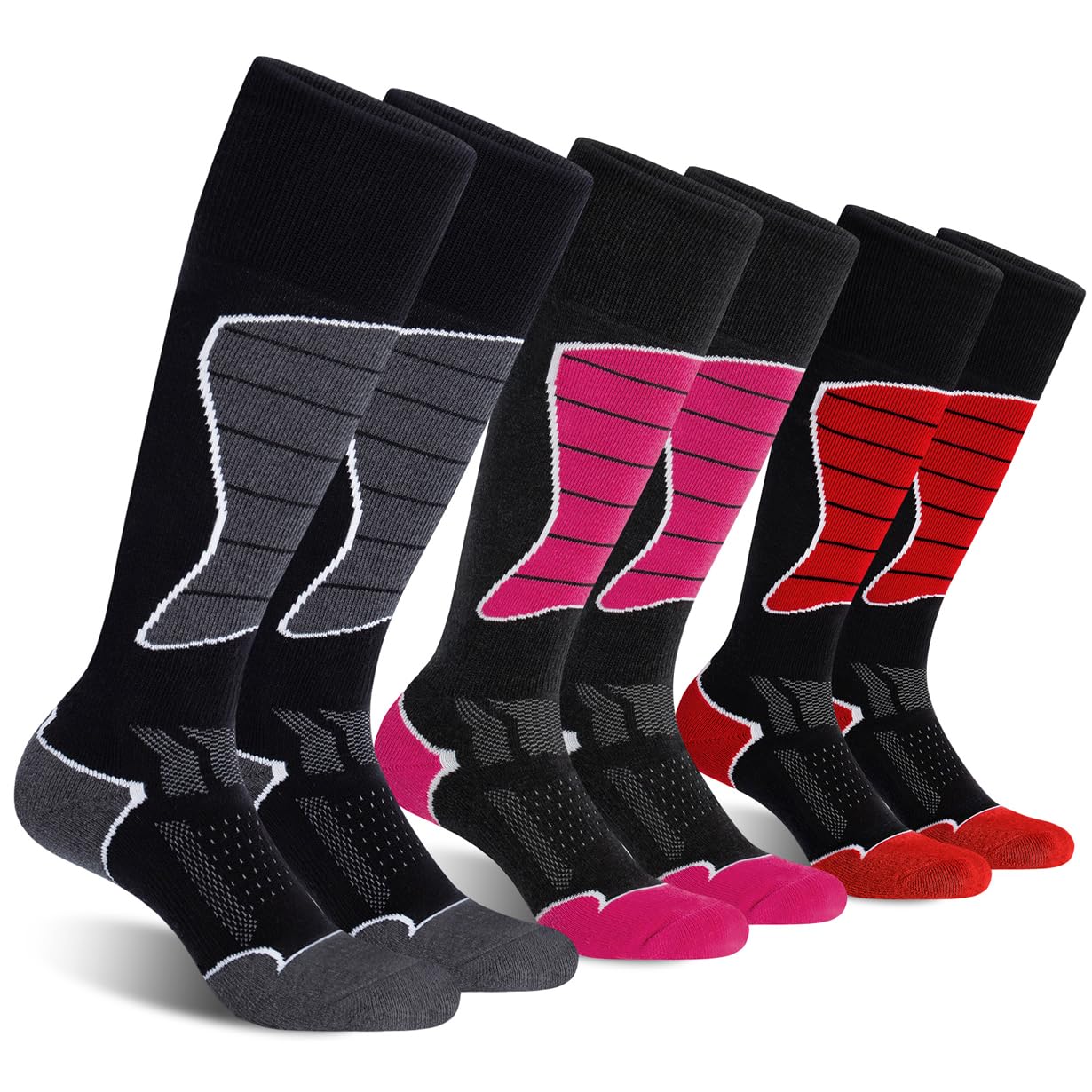 2/3 Pack Women's Thermal Ski Socks - Warm Winter Snowboarding & Skiing Socks for Cold Weather - Perfect for Ski Resorts, Winter Sports & Outdoor Adventures