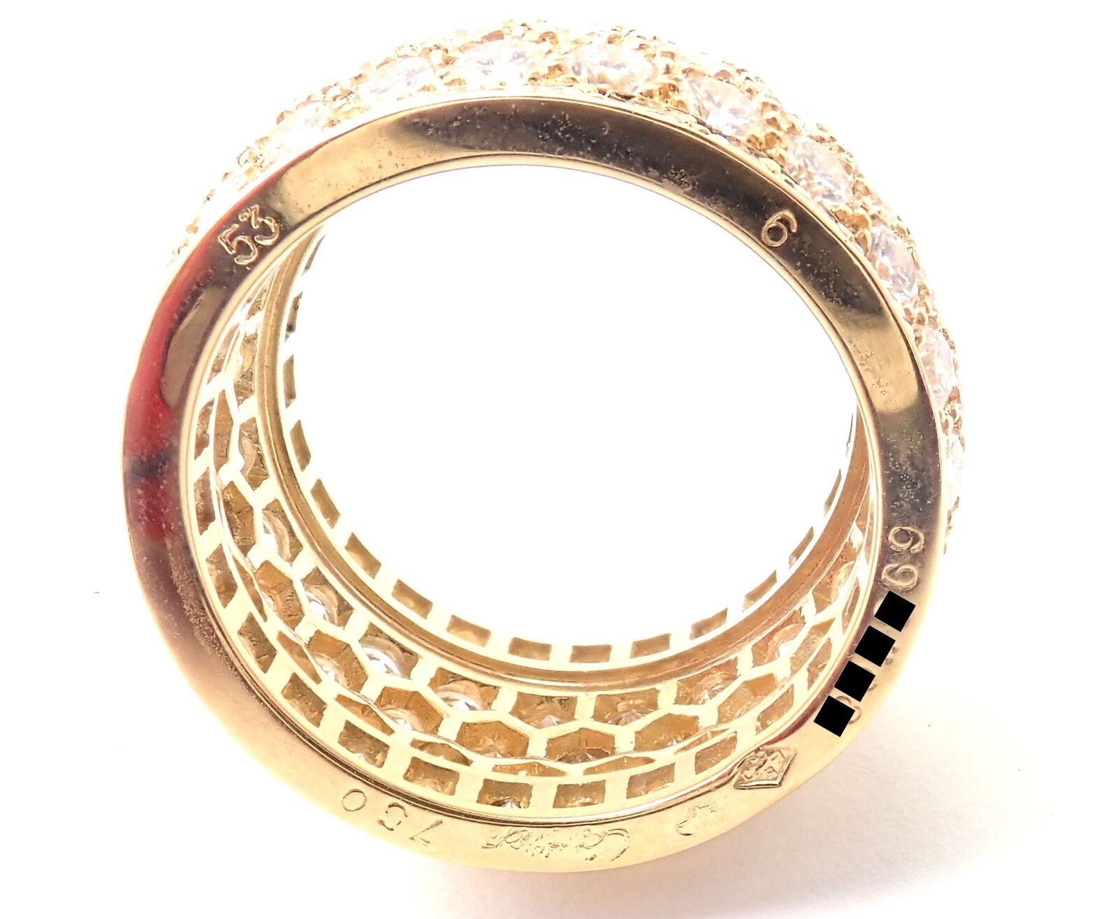 Authentic Cartier Nigeria 18k Yellow Gold Diamond Wide Band Ring Size 53 - Luxury Wedding Band & Anniversary Gift for Her