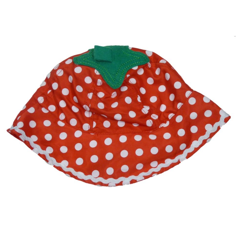 ABG Infant Girls Red Polka Dot Sun Hat Floppy Strawberry Bucket Cap - Perfect for Beach, Summer Outings & Photoshoots