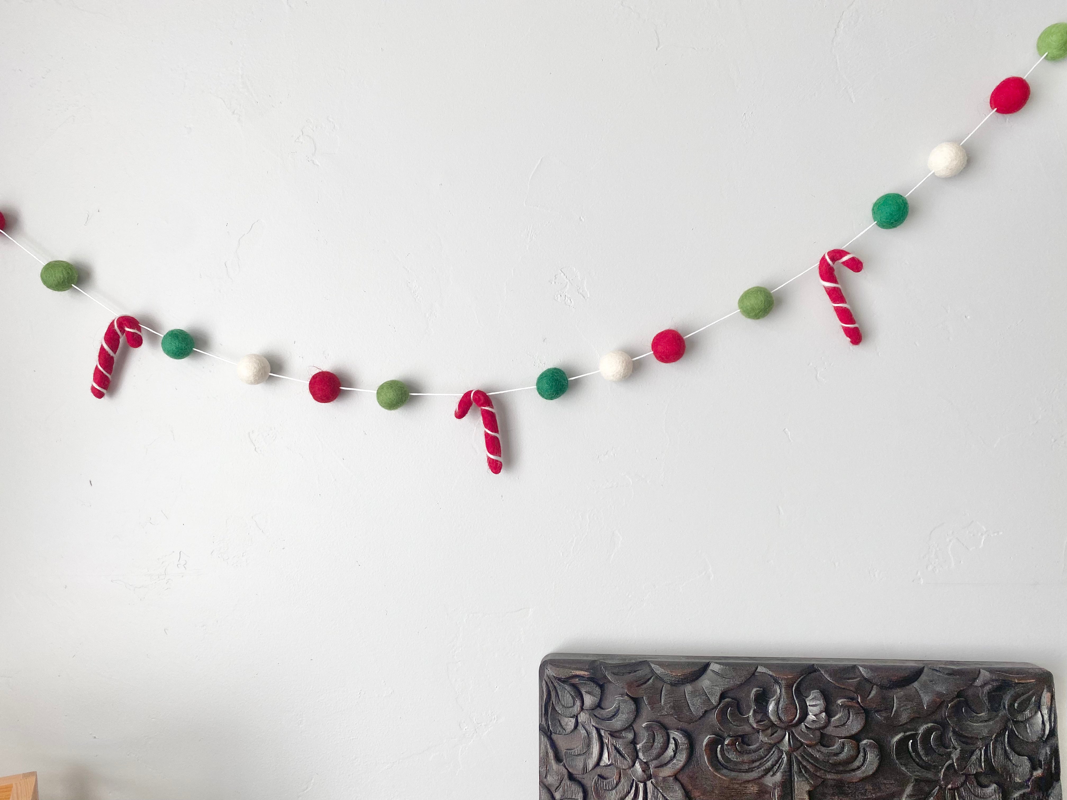Festive Christmas Candy Cane Garland Decor - Red & White Striped Holiday Party Decorations for Tree, Fireplace, and Home Holiday Decor