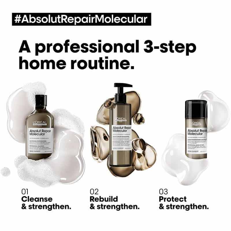 L'Oréal Professionnel Absolut Repair Molecular Trio Gift Set - Hair Repair Treatment for Damaged Hair - Perfect for Salon Use & At-Home Hair Care