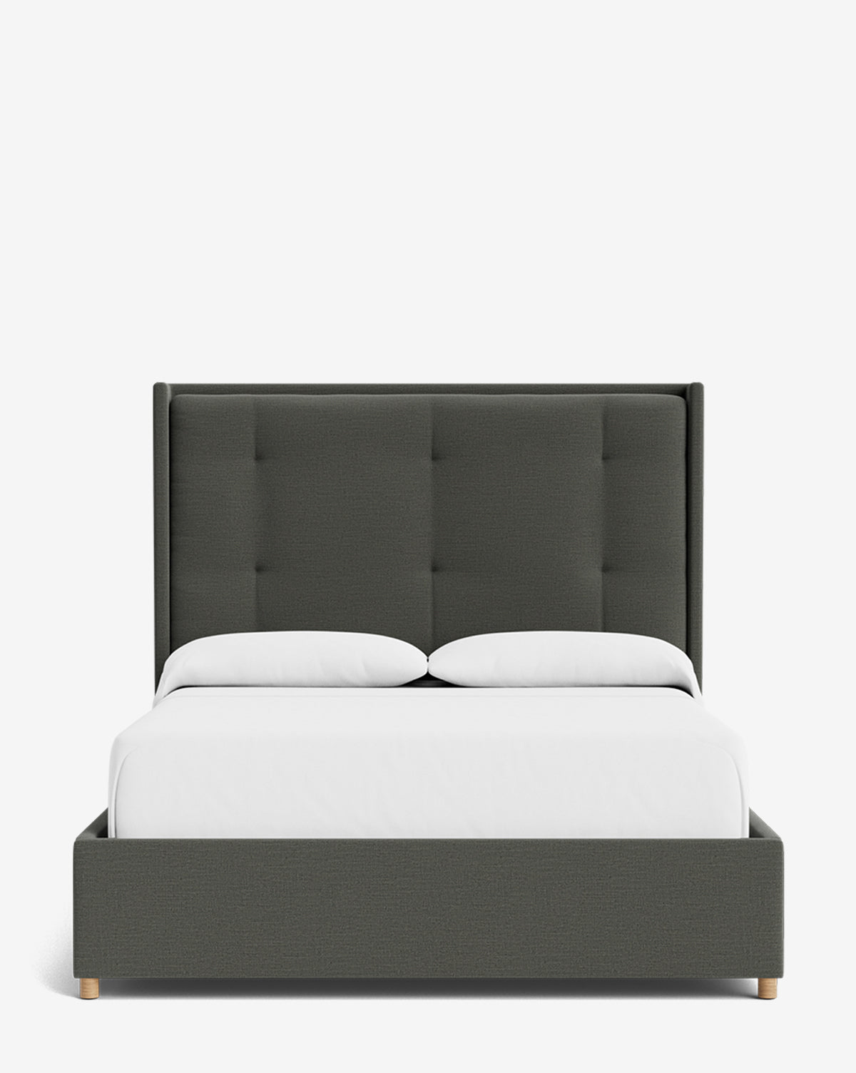 Luxury Ria Upholstered Bed Frame - Queen Size Platform Bed with Soft Fabric Headboard - Modern Bedroom Furniture for Master & Guest Rooms