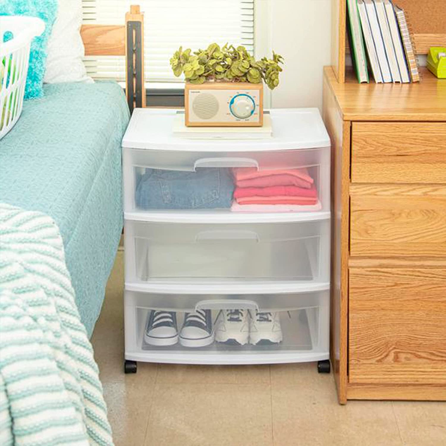 3-Drawer Plastic Storage Cart with Wheels - White for Home & Office Organization