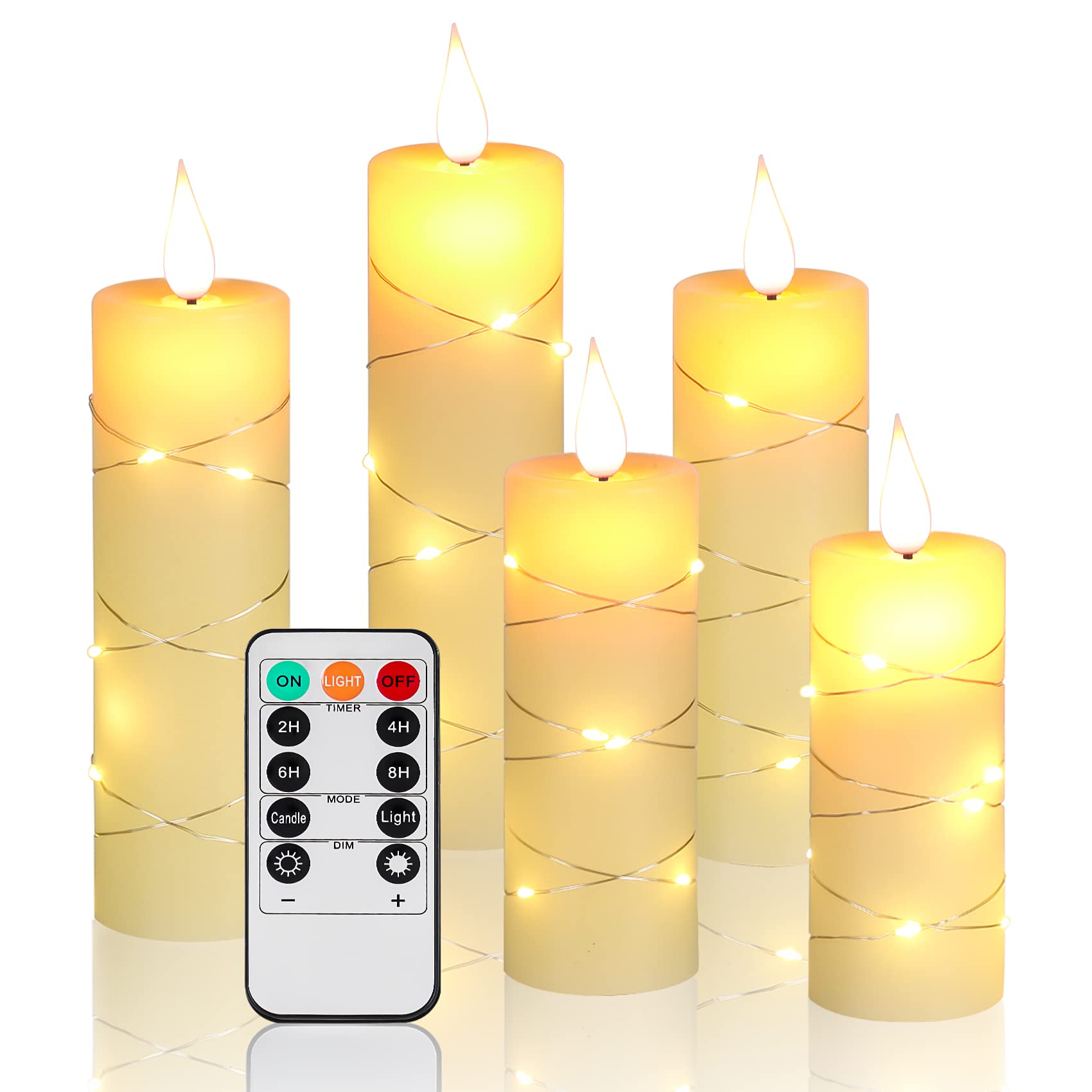 Flameless LED Candles with Remote Control - 5-Pack Battery Operated Candles (4