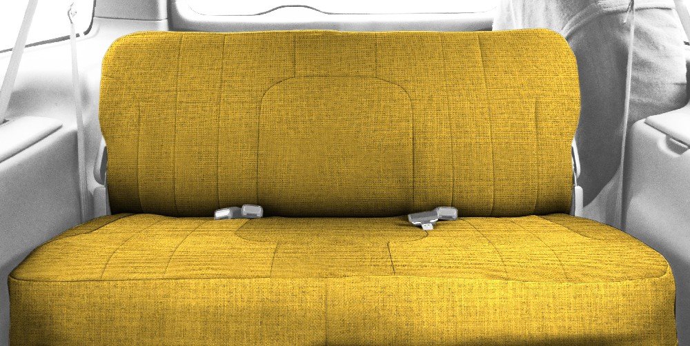 CalTrend Rear Solid Bench Seat Covers - Tweed Fabric for 1980-1990 Jeep CJ7 & Wrangler (Yellow Insert & Trim) | Durable Protection for Off-Road Adventures & Daily Commutes