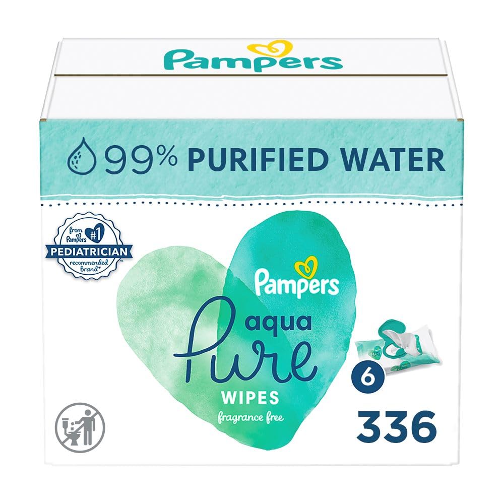 Pampers Size 3 Diapers (66 Count) & Aqua Pure Sensitive Baby Wipes (336 Count) - Hypoallergenic, Ultra Absorbent for Newborns & Infants - Perfect for Daycare, Travel & Overnight Protection