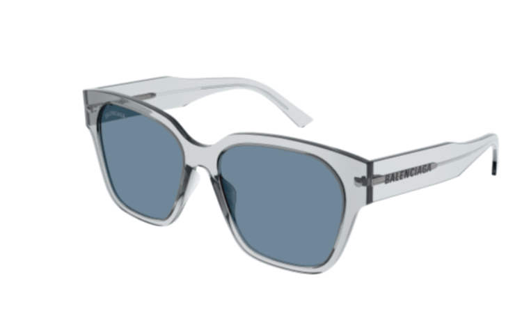 Balenciaga BB0215SA 004 Grey/Blue Square Men's Sunglasses - UV Protection Polarized Lenses for Driving, Outdoor & Fashion