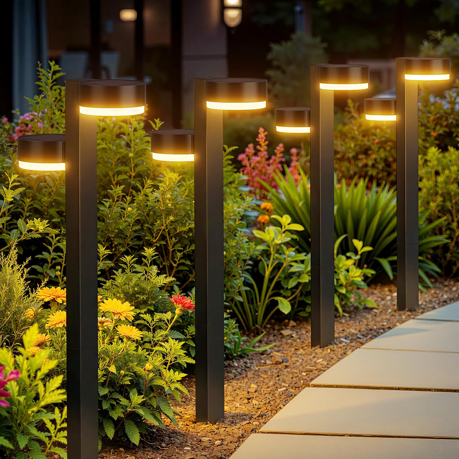 2 Pack Solar Pathway Lights Outdoor - 24 LED Dual-Head Waterproof Solar Garden Lights for Yard, Path, Walkway & Driveway | Bright Landscape Lighting for Patio, Deck & Backyard (Solar Powered)