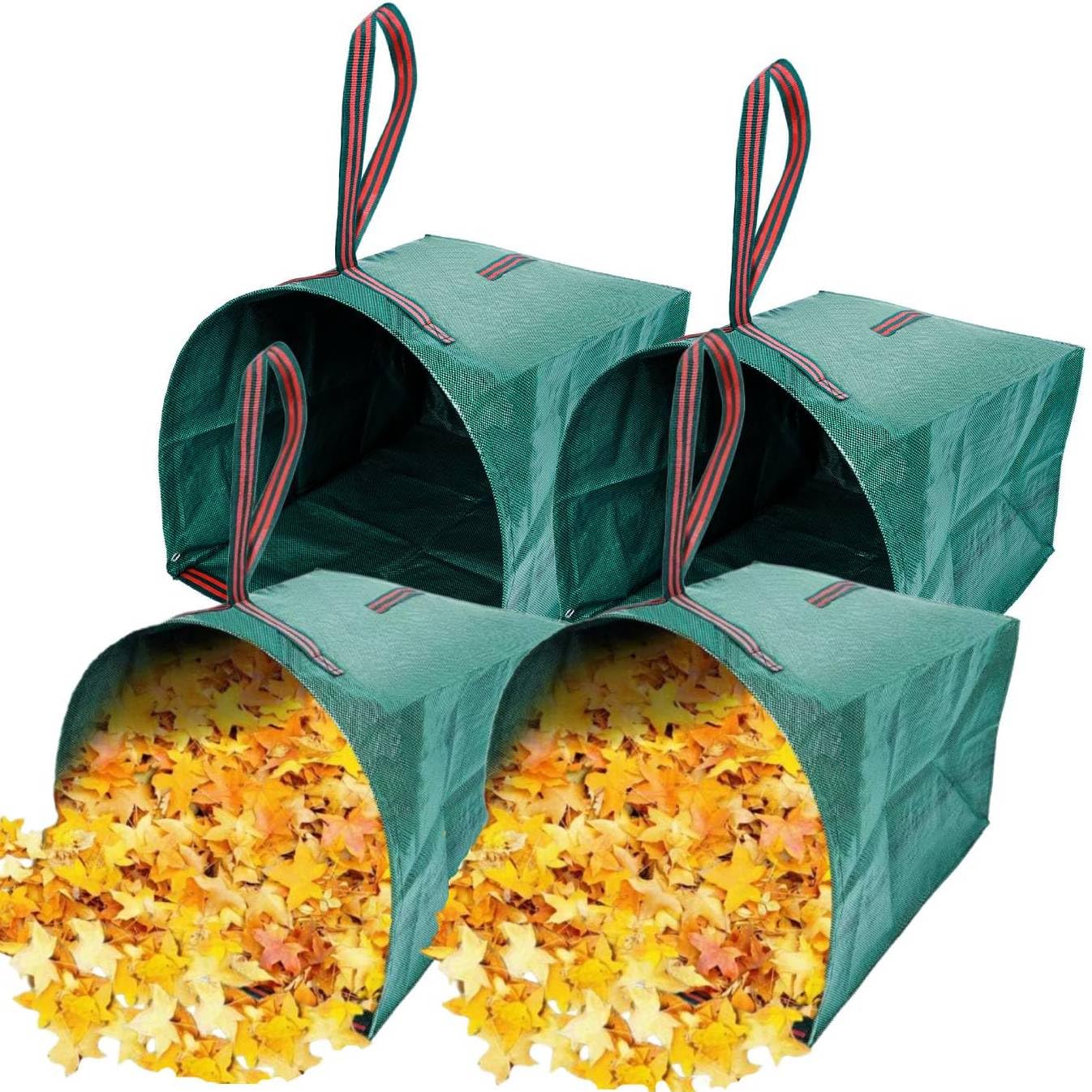 72 Gallon Leaf Collector Bags - 4-Pack Heavy Duty Yard Waste Bags for Leaf Vacuum, Grass Clippings & Yard Debris | Large Dustpan-Style Lawn Leaf Bags | Collapsible Trash Can for Parties, Laundry, Camping & Outdoor Activities