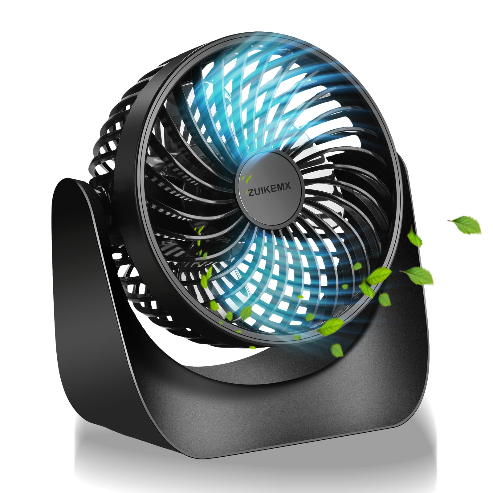 6.8 Inch Quiet Portable Desk Fan with Strong Airflow - Brushless Motor, 3 Speed Settings, 360° Adjustable Tilt Head - Rechargeable Battery Powered Table Fan for Home, Office, Travel, Dorm & Outdoor Use