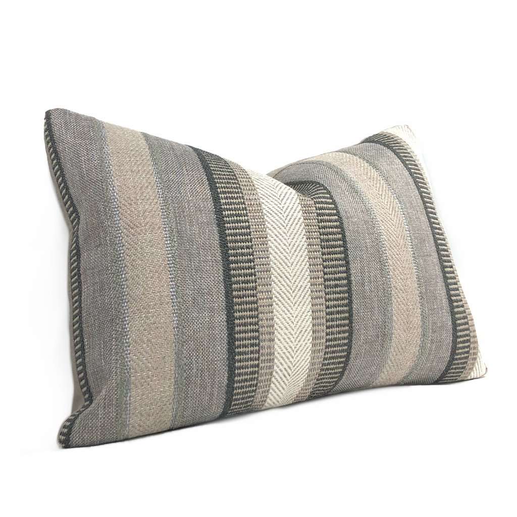 Ogilvie Textured Stripe Pillow Cover - Neutral Earth Tones for Living Room, Bedroom & Sofa Decor