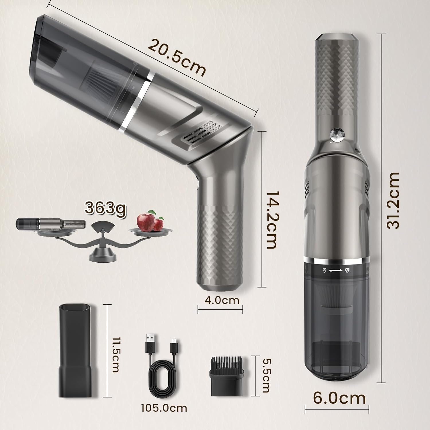 Cordless Handheld Car Vacuum Cleaner 120W - Portable for Home, Car & Office