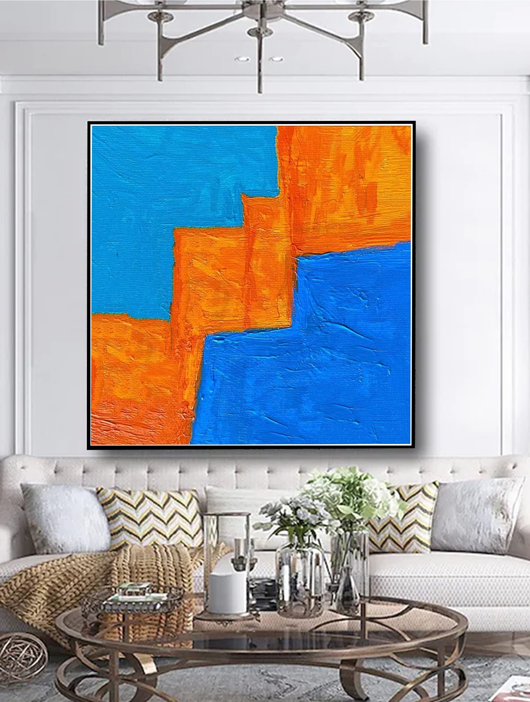 Large Original Abstract Colorful Acrylic Canvas Art Painting - Expressionism Wall Hanging Decor for Living Room, Bedroom & Over Fireplace