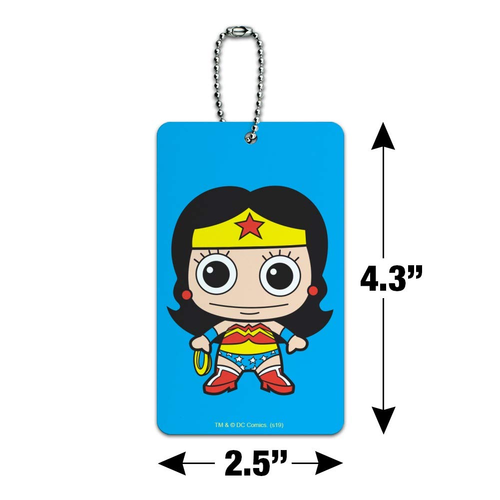 Wonder Woman Cute Chibi Luggage Tag - Durable Suitcase ID Card Holder for Travel Bags - Perfect for Carry-Ons, Backpacks & Suitcase Identification