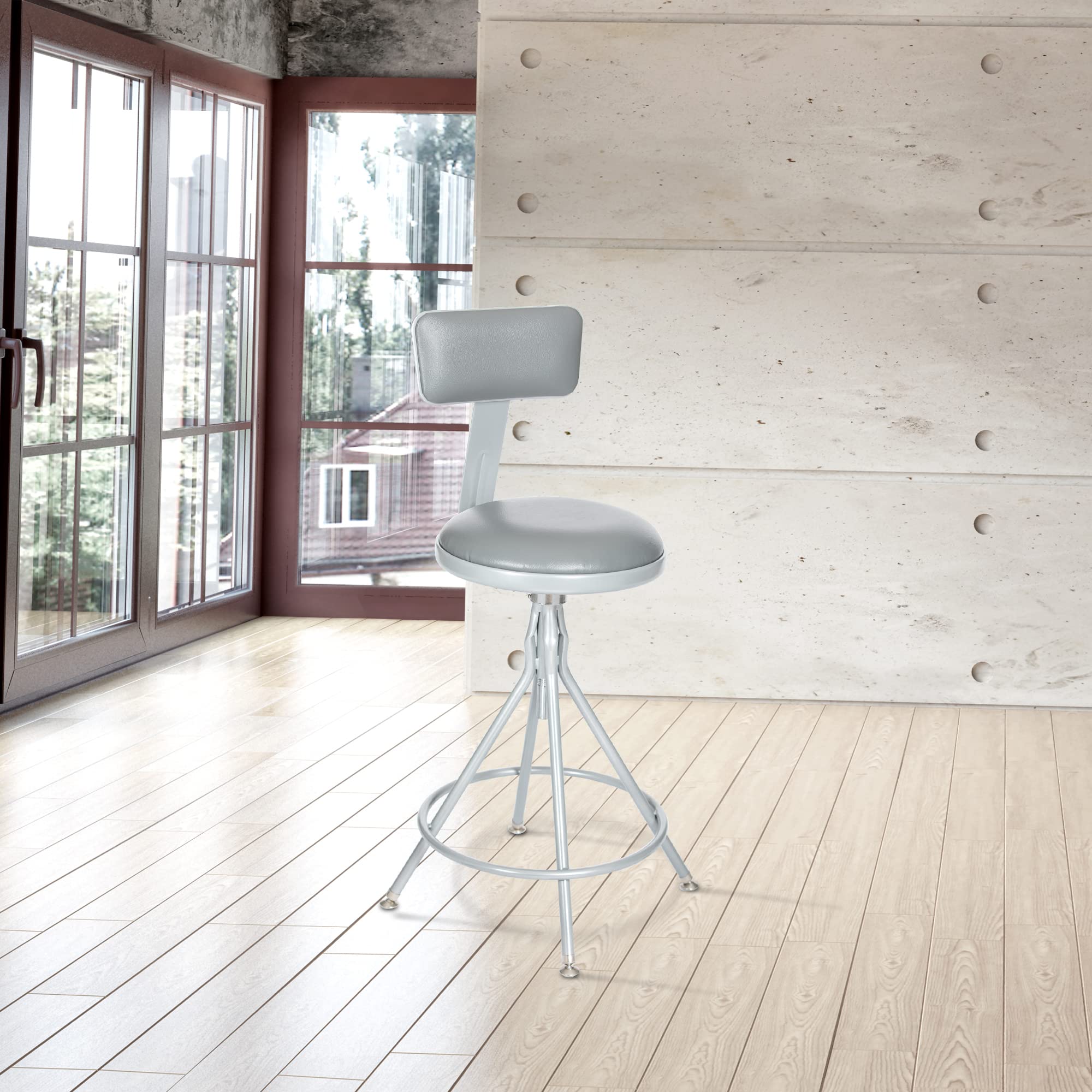 Adjustable Swivel Bar Stool with Backrest & Padded Seat - 24-30