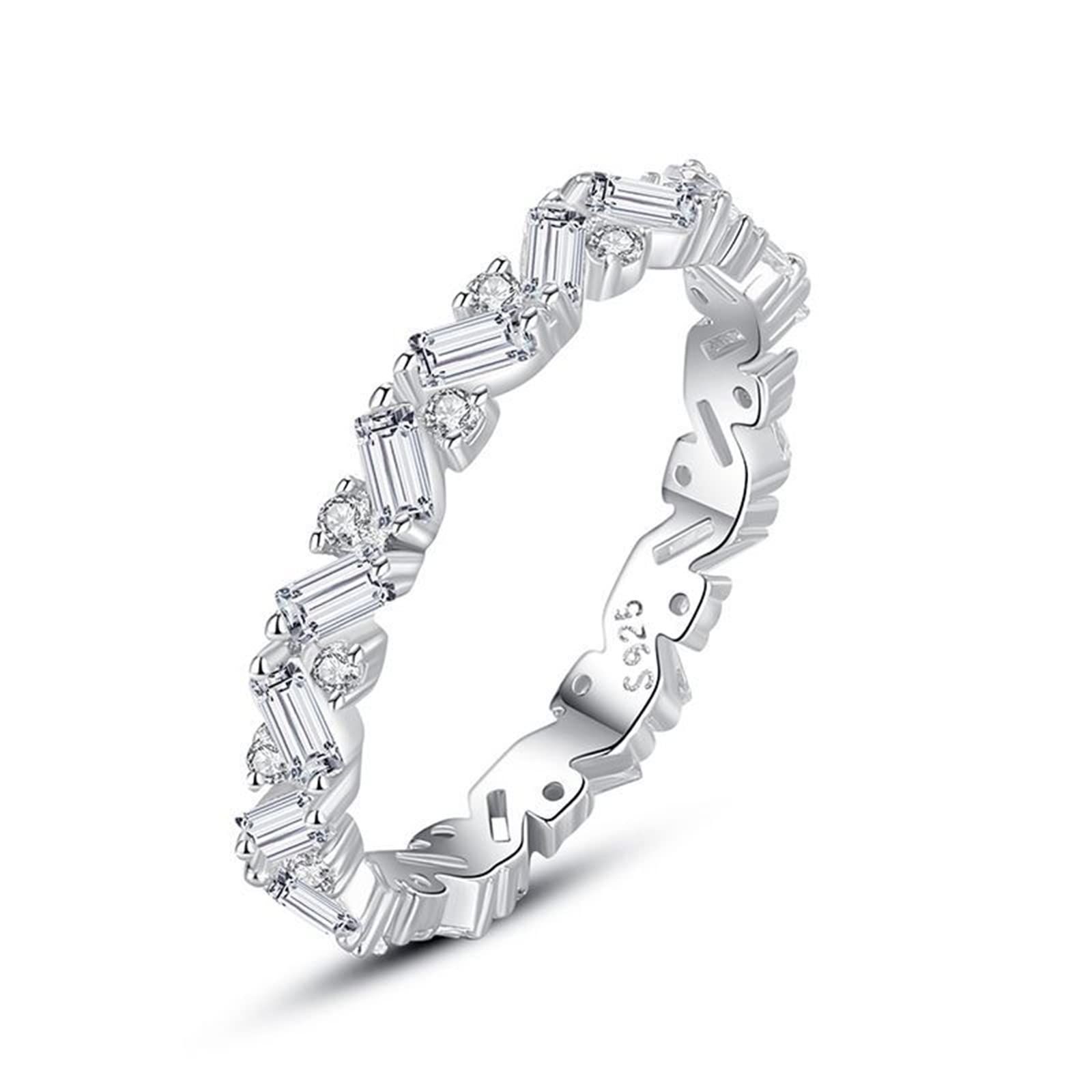 925 Sterling Silver Women's Engagement Rings - Cubic Zirconia Wedding Bands for Her, Elegant Irregular Design, Perfect for Proposals, Anniversaries & Special Occasions