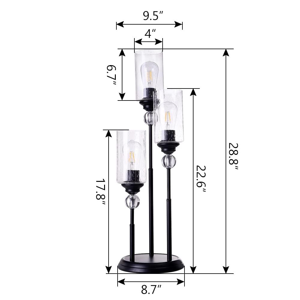 TOCHIC 3-Light Modern Table Lamp with Glass Shade - 28.8