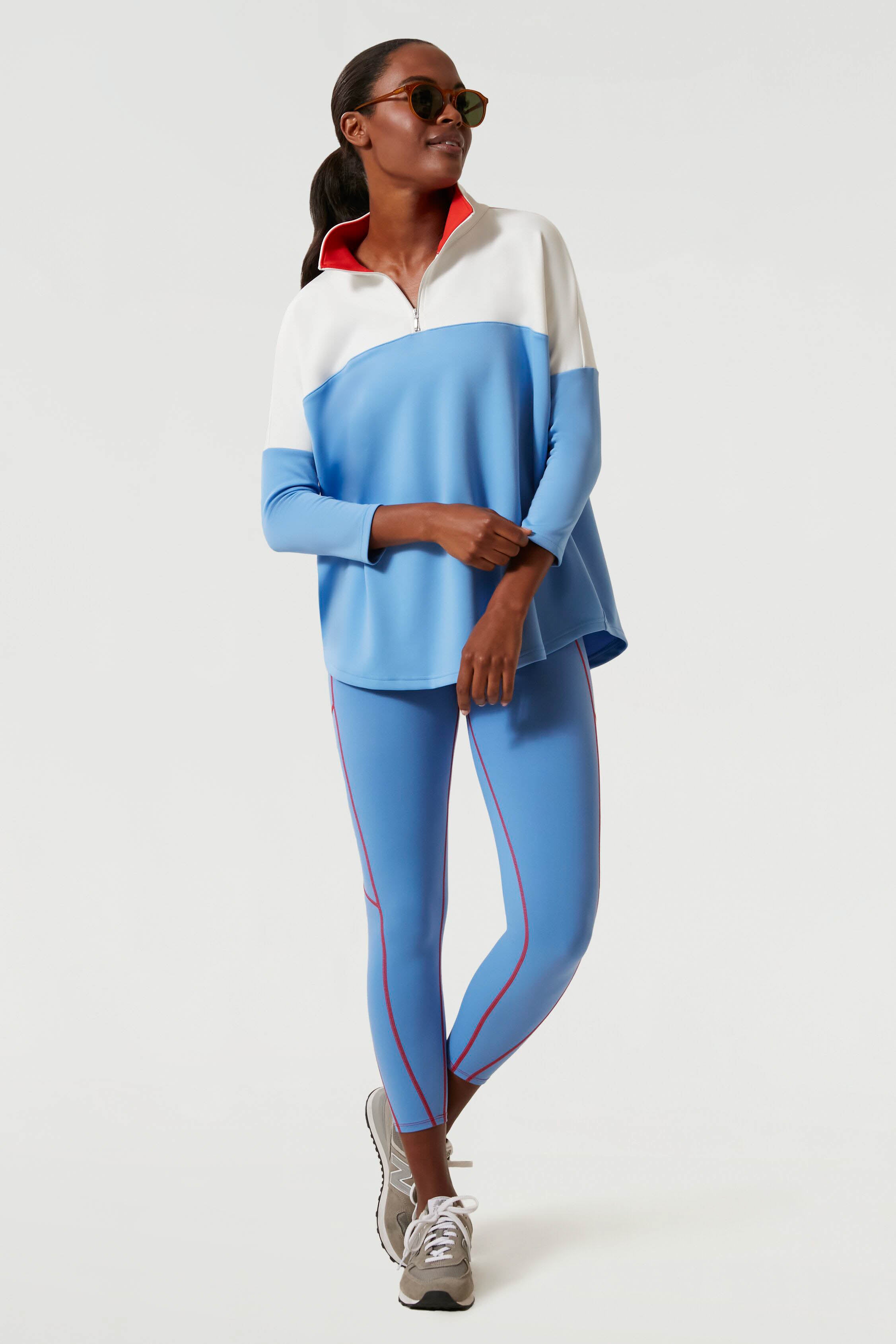 Boogie Down Blue Amelie Quarter Zip Pullover - Women's Lightweight Fleece Jacket for Casual Wear & Outdoor Activities