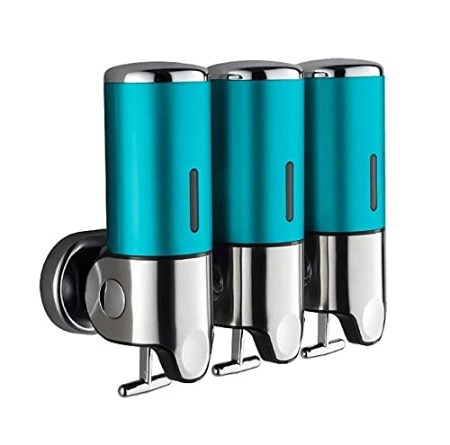 Green Manual Soap Dispenser 500ml x3 - Wall Mounted for Kitchen, Bathroom & Commercial Use - Ideal for Liquid Soap, Shampoo & Gel Dispensing in Restaurants, Hotels & Homes