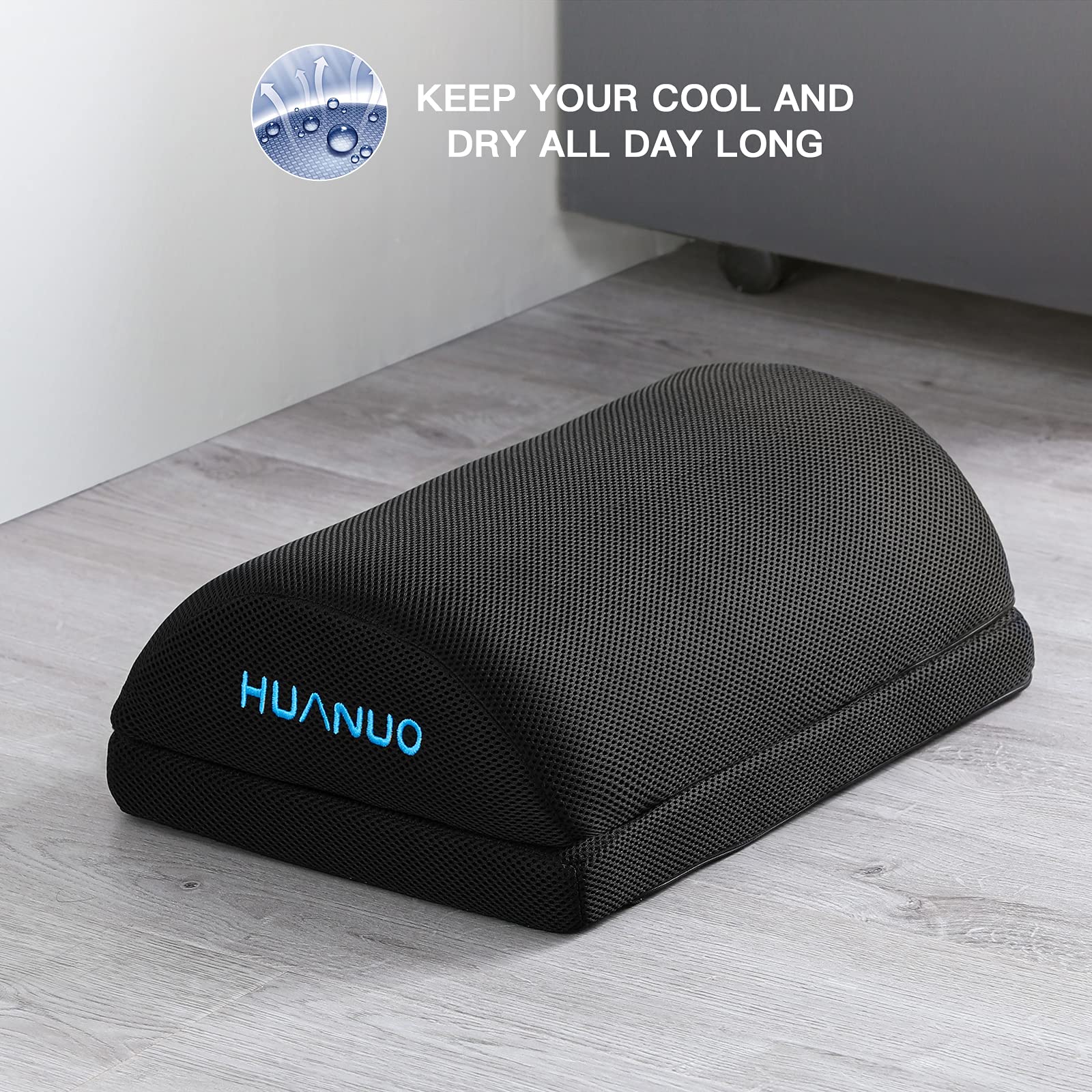 Ergonomic Foot Rest for Office & Home - HUANUO Under Desk Footrest for Comfortable Work & Travel