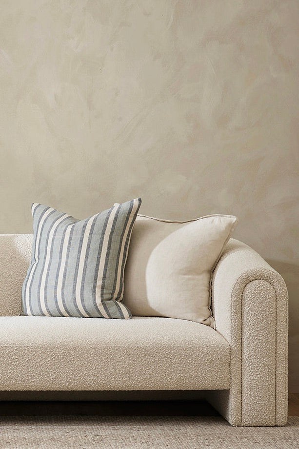 Premium Cassia Almond Feather Insert 55x55cm Linen Cushion Cover - Soft & Breathable Home Decor for Sofa, Bed, Chair (White) | Living Room, Bedroom, Office Comfort
