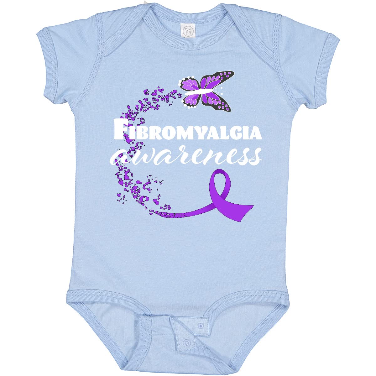 Inktastic Fibromyalgia Awareness Butterfly Ribbon Baby Bodysuit - Cute Infant Onesie for Support & Awareness - Perfect for Fundraisers, Walks & Everyday Wear