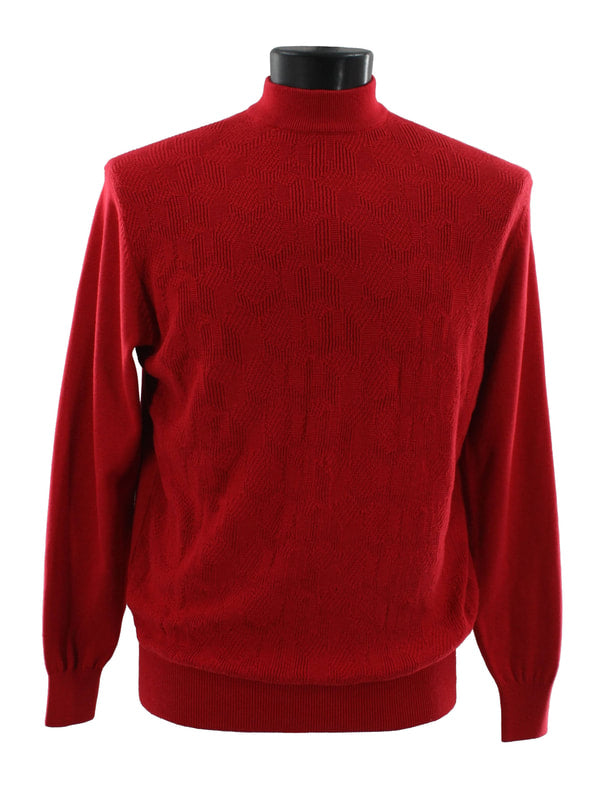 Bassiri Long Sleeve Mock Neck Red Sweater 638 - Women's Casual Winter Pullover for Office, Date Night & Holiday Outfits