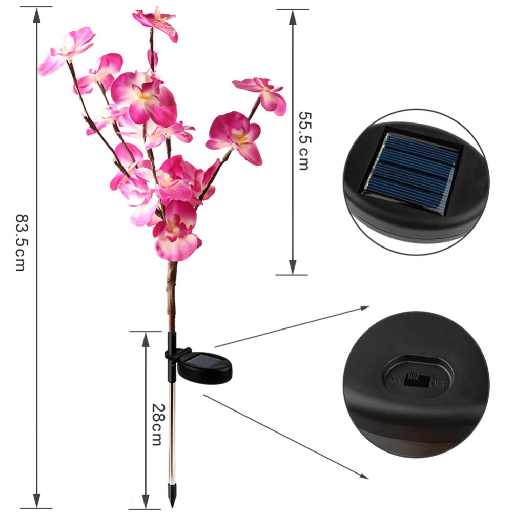 Uonlytech Solar Garden Stake Lights - Solar Powered Outdoor Orchid Lights for Pathway, Lawn, Driveway & Landscape Decor (2Pcs, Pink) | Perfect for Garden Lighting, Patio Decor & Backyard Ambience