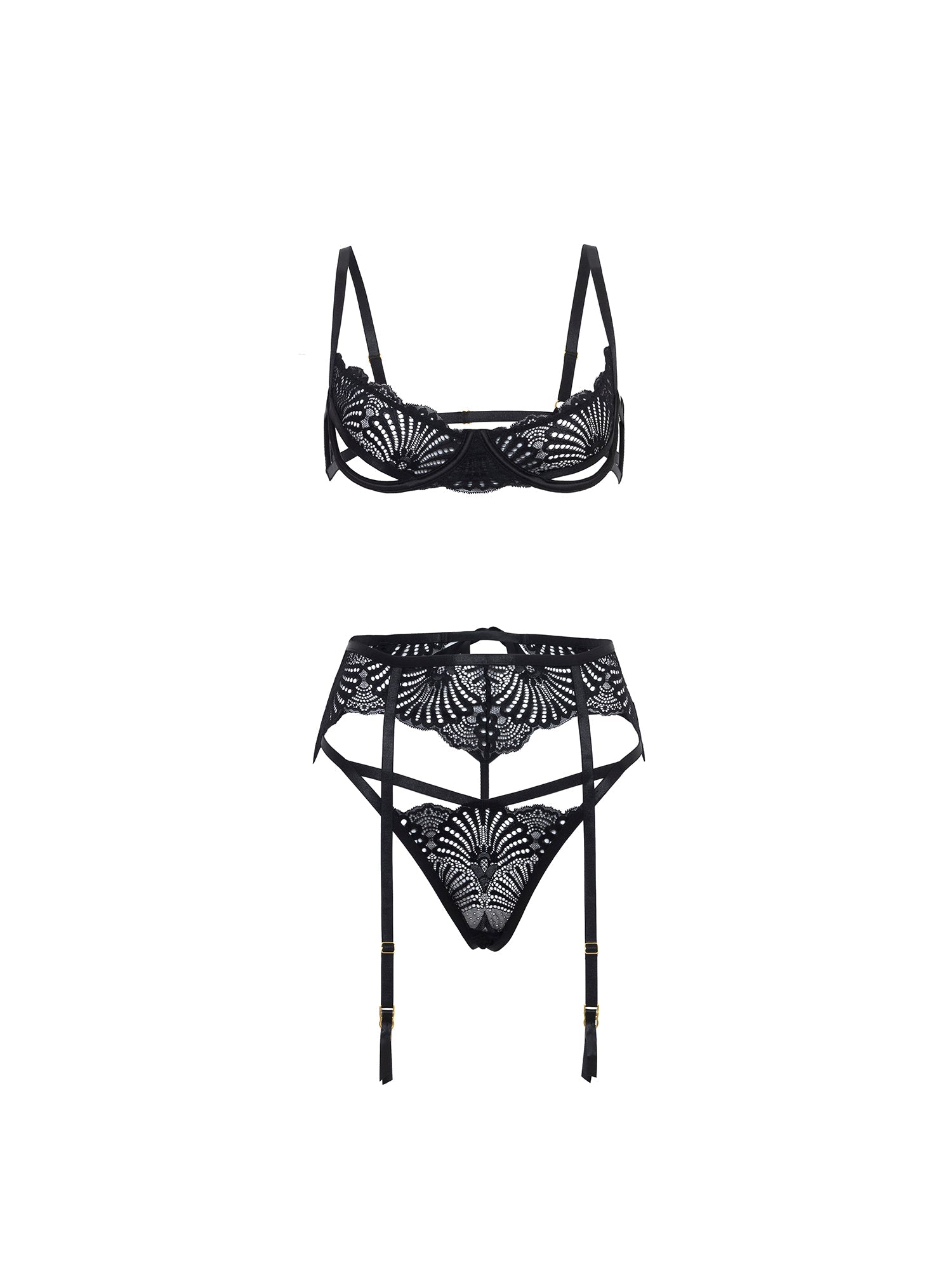 Hazel Peek A Boo 3-Piece Lace Bra Set - Sexy Lingerie for Women, Comfortable Underwear for Everyday Wear, Perfect for Date Night & Special Occasions