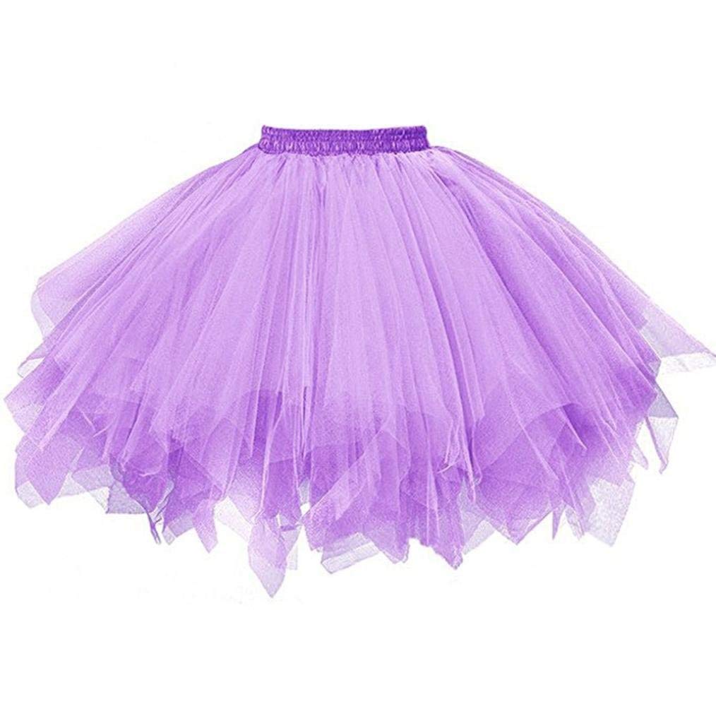 Vintage 50s Petticoat Underskirt Tutu Skirt for Women - Layered Purple Free Size Dance Skirt for Ballet, Swing Dance & Retro Costume
