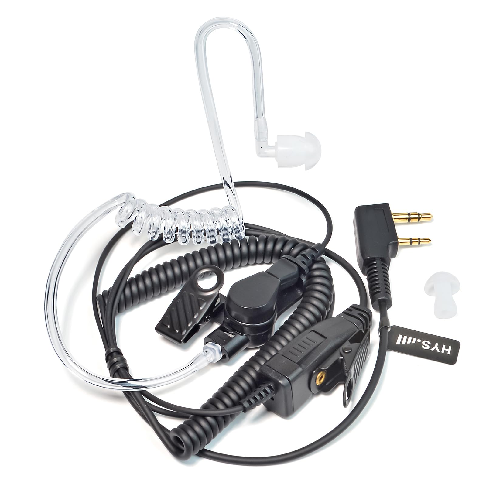 HYS Surveillance Headset Earpiece - Clear Acoustic Coil Tube Earbud Audio Kit for Kenwood PUXING Baofeng UV-5R BF-888S 2 Way Radio - Ideal for Security, Law Enforcement & Outdoor Communication