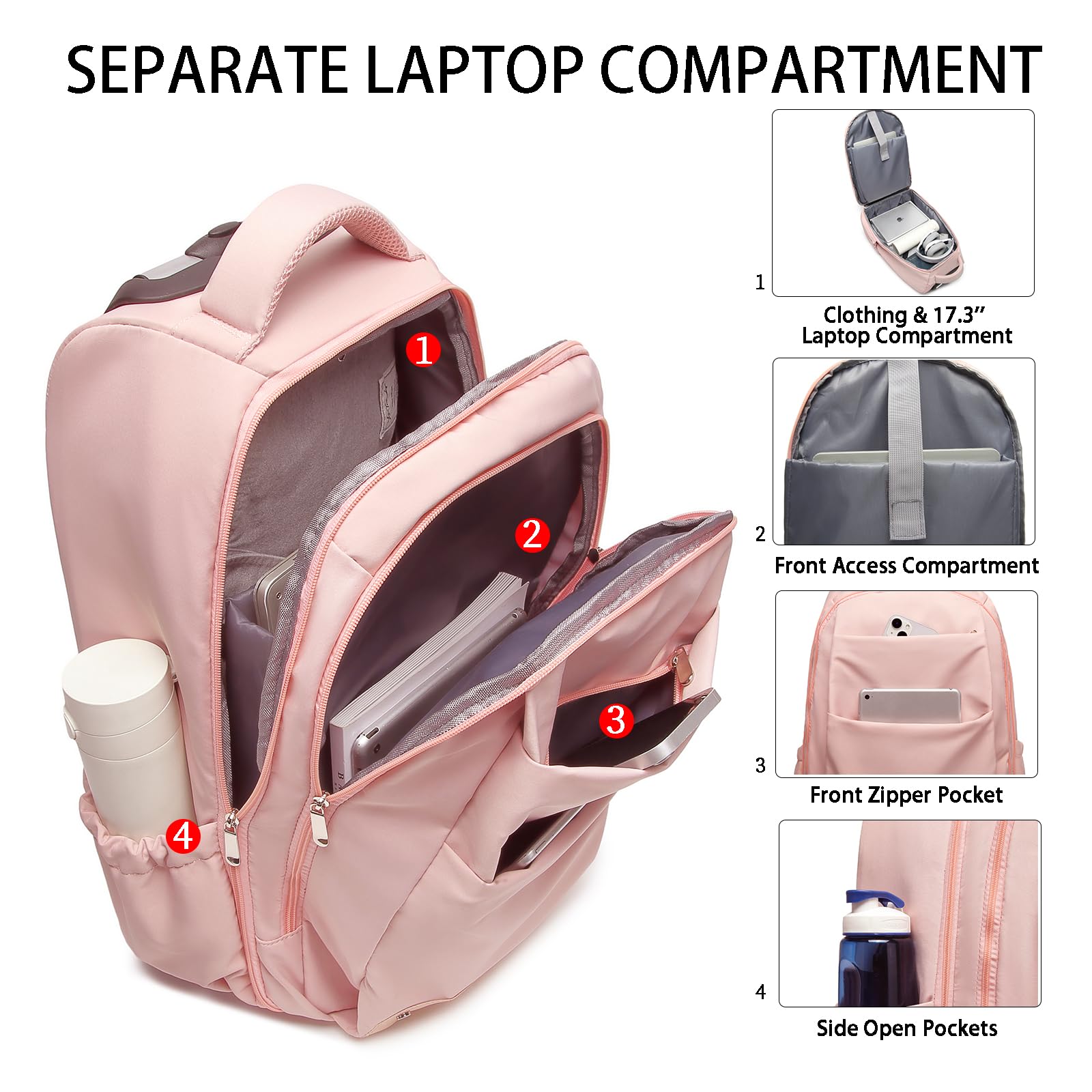Seyfocnia 17 Inch Rolling Laptop Backpack with Wheels - Wheeled Travel Backpack for Men & Women - Perfect for Business Trips, College Students and Airplane Carry-On Luggage