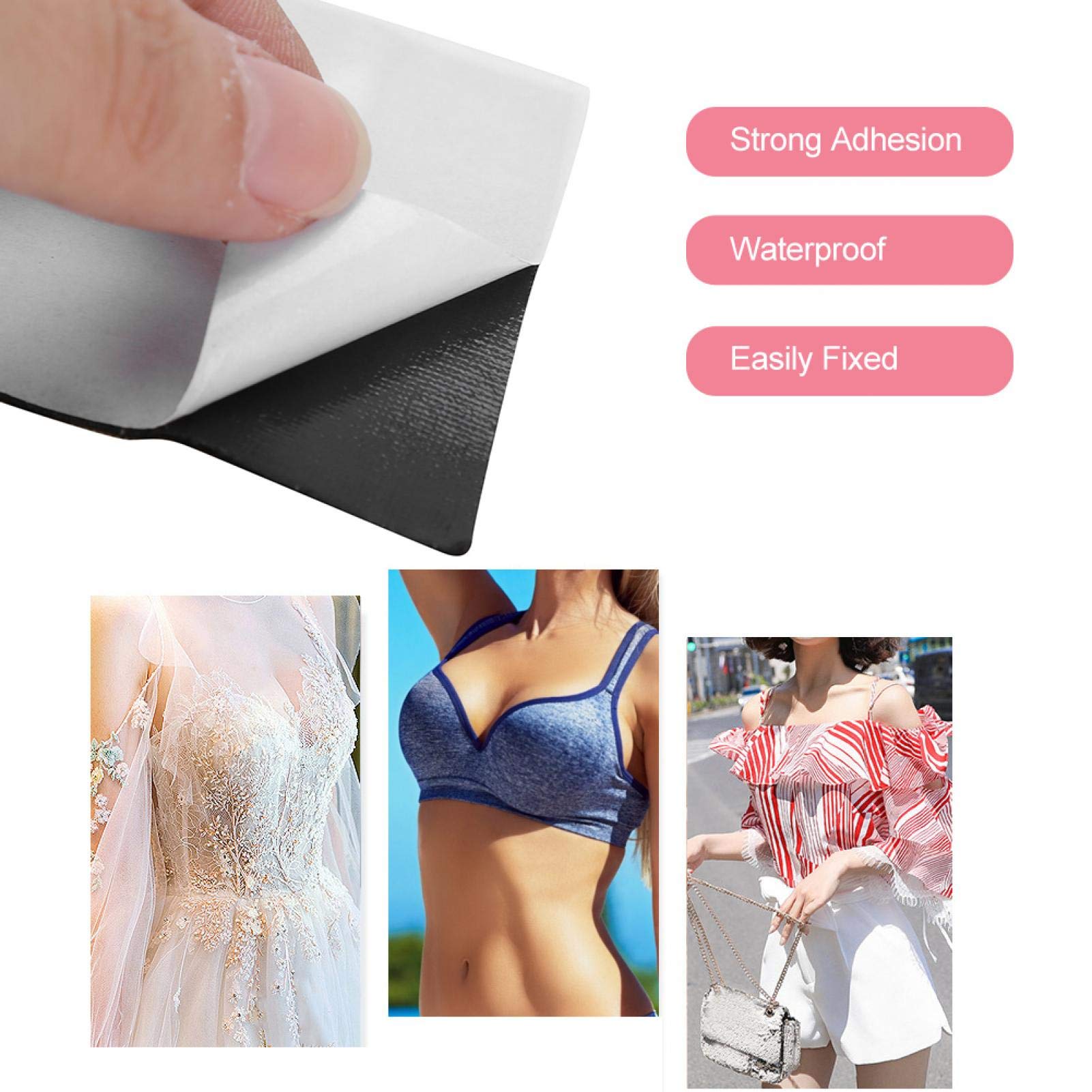 FILFEEL Reusable Push Up Tape & Nipple Covers - Breathable Silicone Adhesive Bra for Women, Black | Perfect for Workout, Sports, Evening Wear & Special Occasions