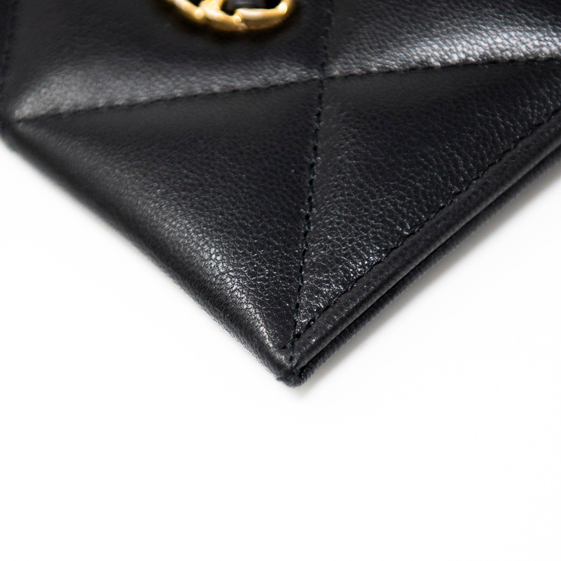 Chanel 19 Black Leather Card Holder Wallet - Luxury Compact Credit Card Case for Women | Perfect for Everyday Use, Travel & Gift Giving