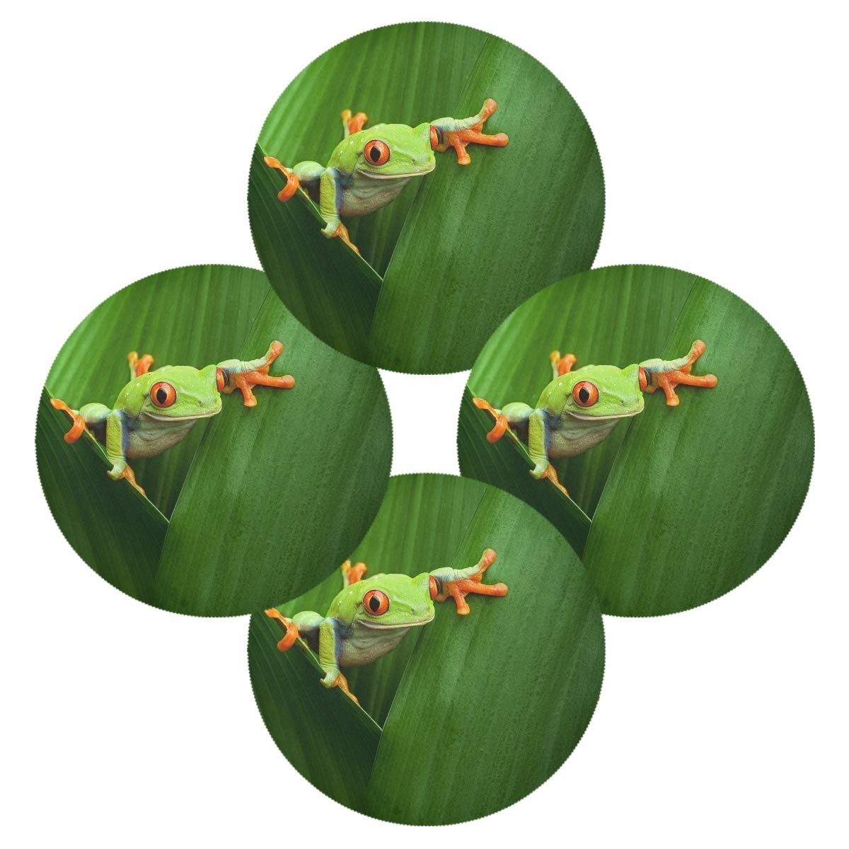 Red Eyed Tree Frog Tropical Rainforest Placemats Set - 15.4 Inch Waterproof Dining Table Mats for Kitchen, Party & Holiday Decor - Eco-Friendly Home Decoration (Set of 4) - Perfect for Indoor/Outdoor Use