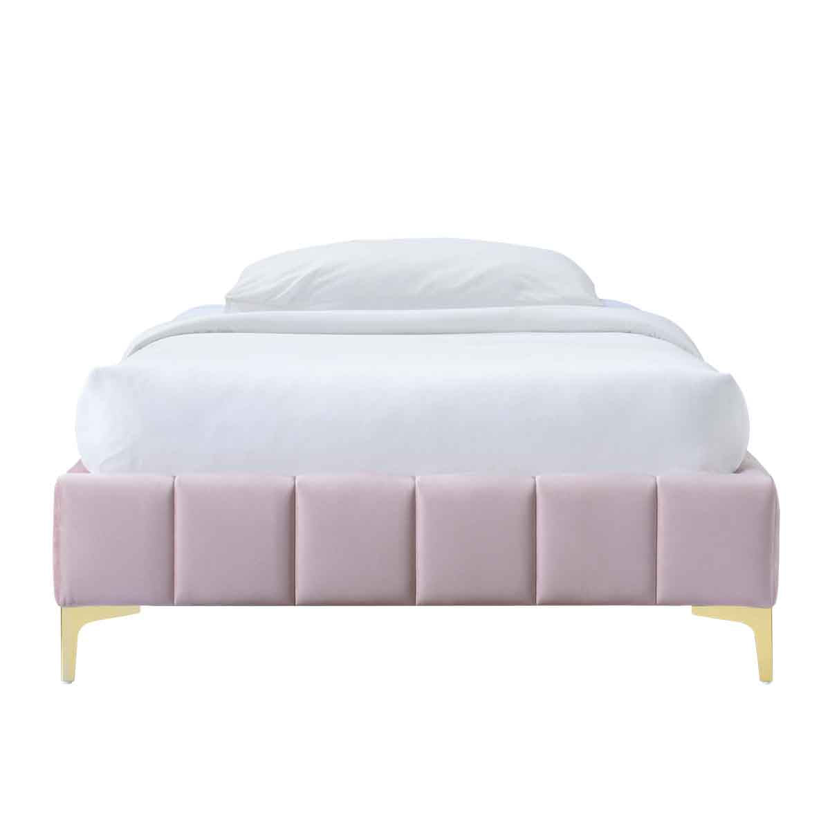 Georgia Velvet King Single Bed Frame (Blush) - Luxurious Upholstered Bed Frame for Small Spaces, Perfect for Guest Rooms, Apartments & Dormitories
