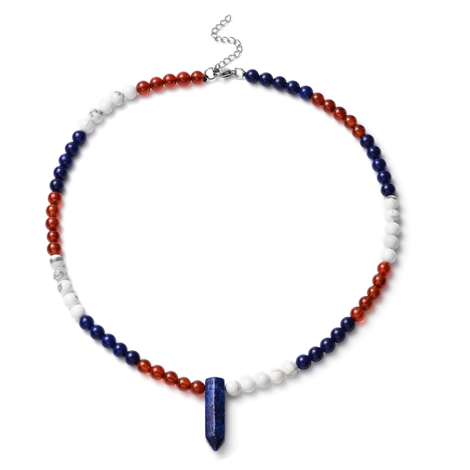 Multi Gemstone Stainless Steel Beaded Necklace for Women - 18