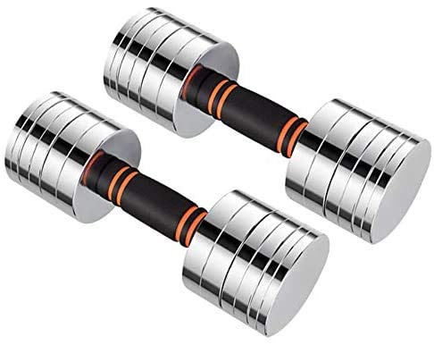 LSYOA 10kg Electroplated Pure Steel Dumbbell Set - Non-Slip Grip, Portable Weight Barbell for Home Gym, Strength Training & Fitness Workouts (Silver) | Perfect for Home Exercise, Muscle Building & CrossFit Training