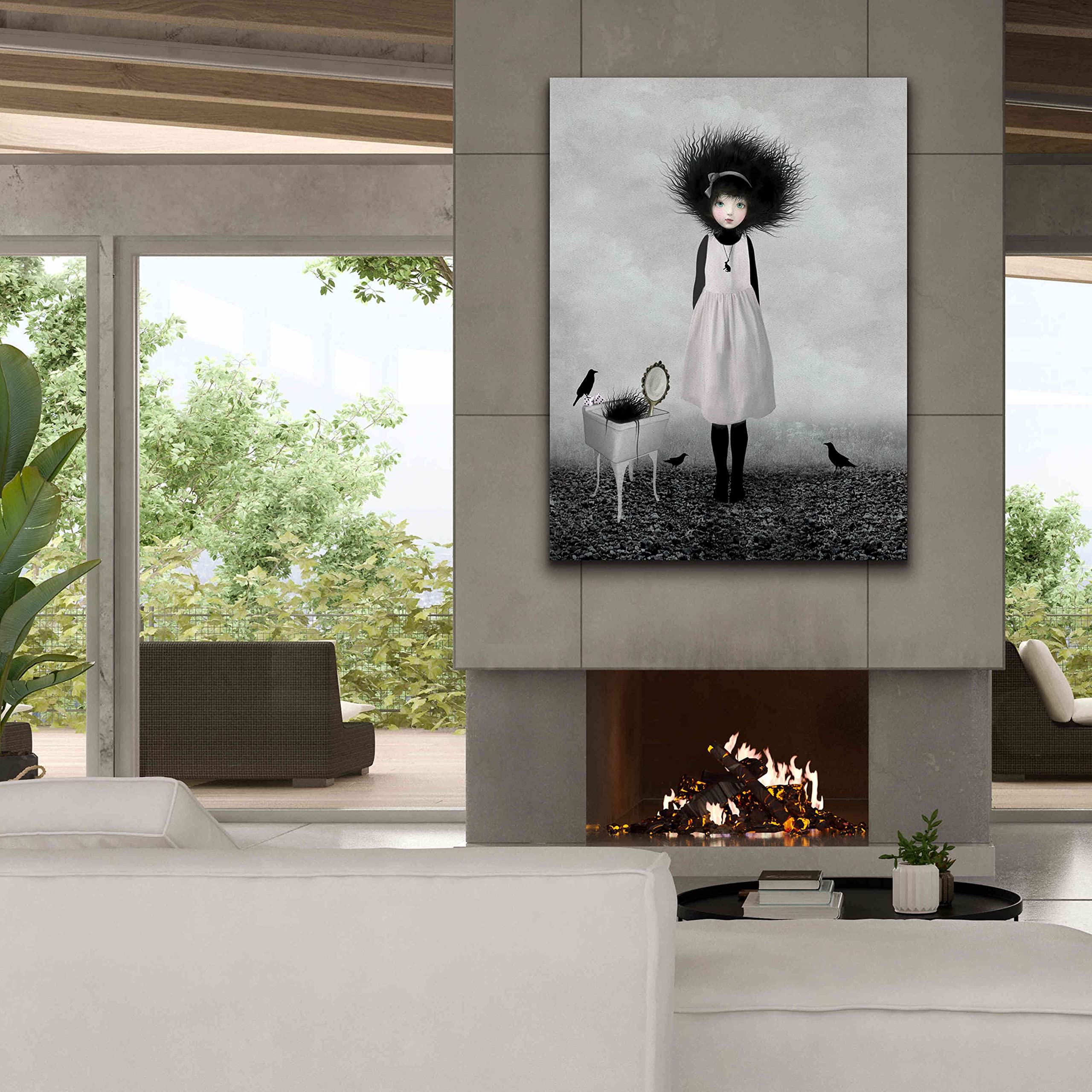 Art & Ghosts Dulcimer Canvas Wall Art - 40x54 Inches Handmade Music Theme Painting for Living Room, Bedroom & Office Decor