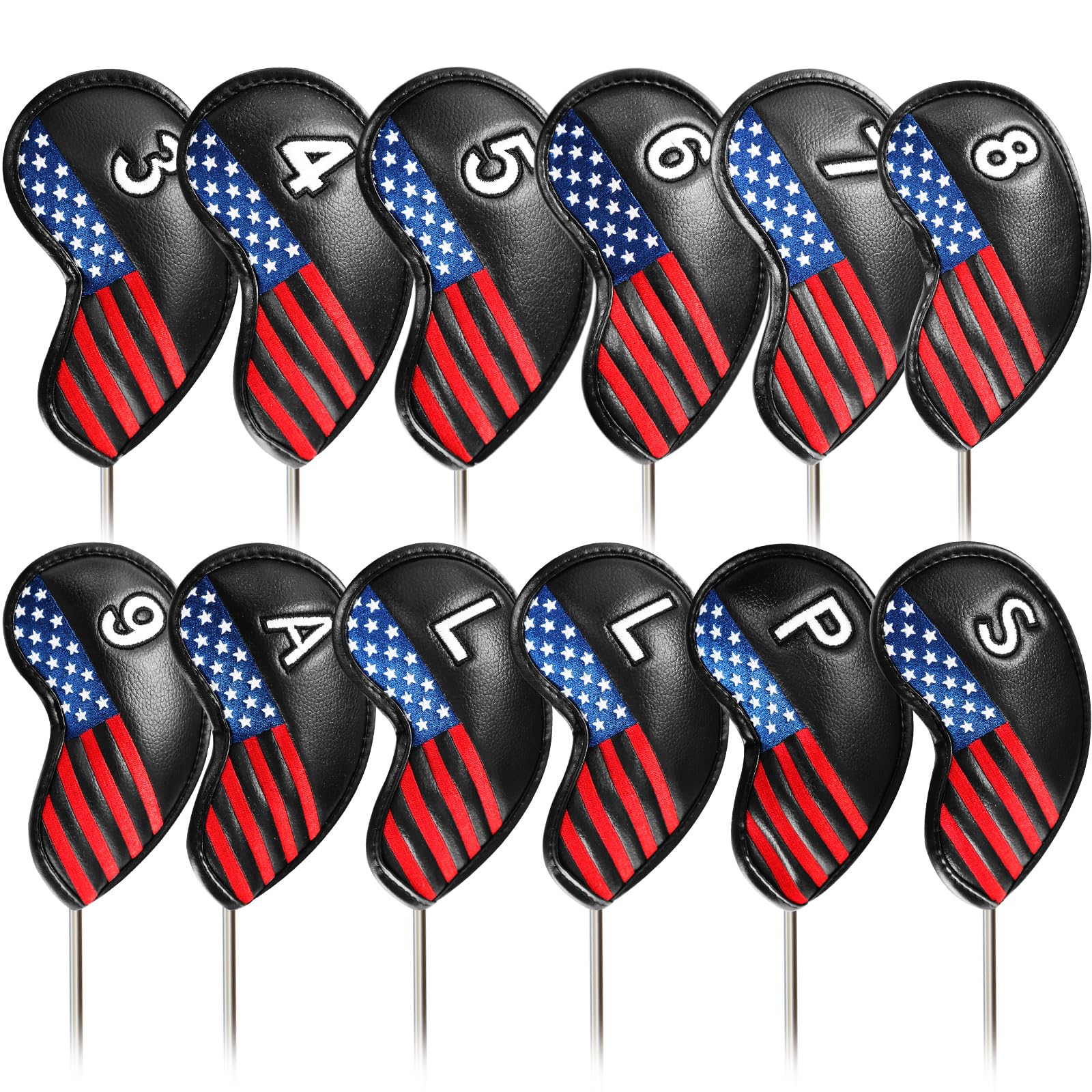 Premium 12-Piece Synthetic Leather Golf Iron Head Covers Set - Universal Fit for All Major Iron Clubs | Durable Club Protection | Perfect Golf Gift for Men & Women | Ideal for Course Play, Travel & Storage