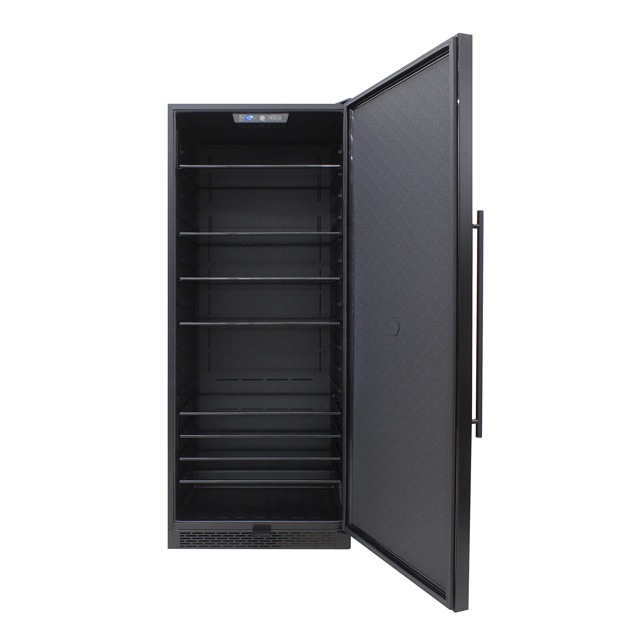 BRAMA 21 Cu. Ft. Compact Refrigerator - Black Energy Efficient Apartment Size Fridge with Adjustable Glass Shelves & Blue LED Lighting - Perfect for Small Kitchen, Dorm, Office, Garage or RV - Single Zone Cooling, 29.5 Inch Wide Space Saving Design