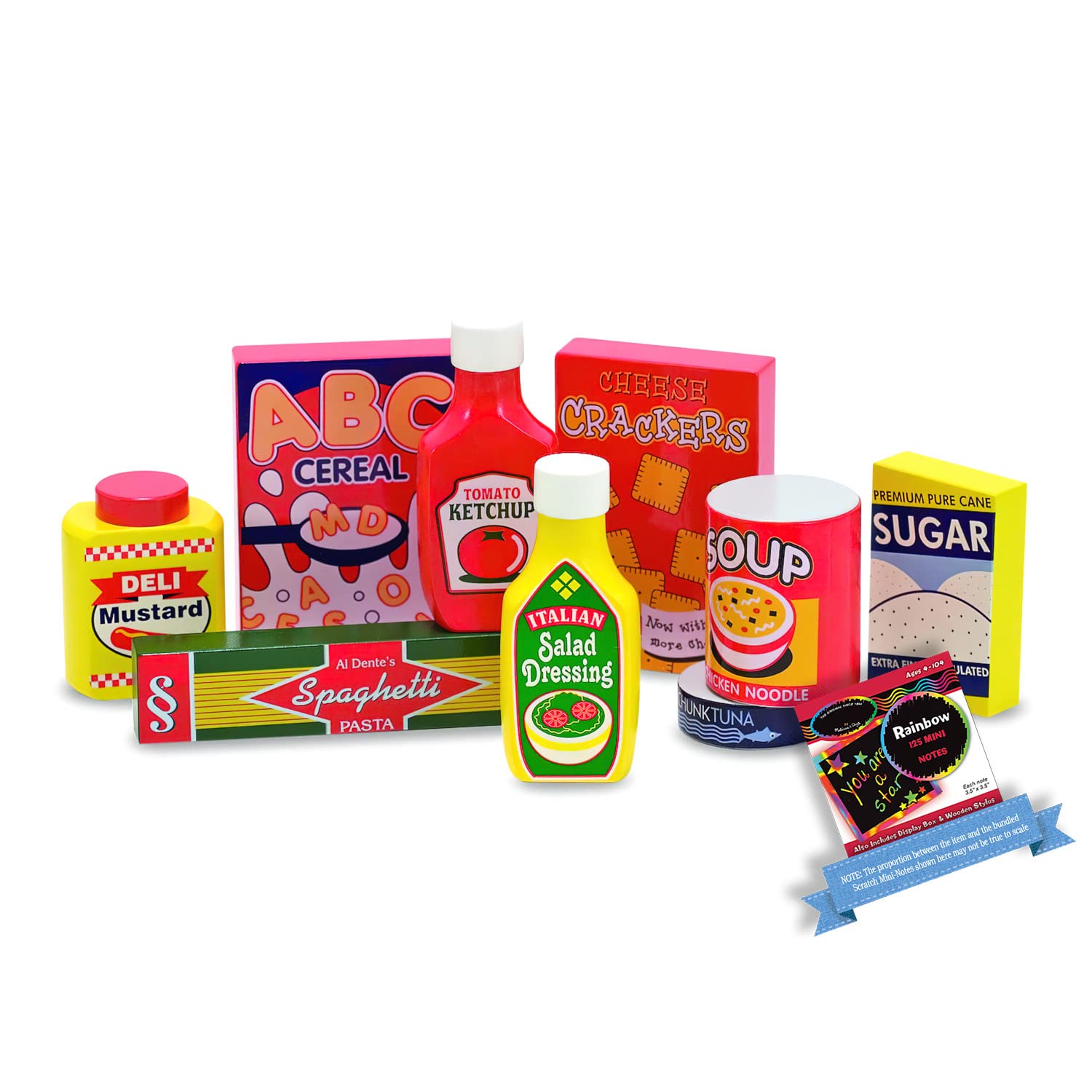 Melissa & Doug Wooden Play Food Set - 21-Piece Pantry Food Toys for Kids, Pretend Play Kitchen Accessories for Toddlers & Preschoolers | Compatible with M&D Scratch Fun Mini-Pad (04077) - Perfect for Role Play, Learning & Gift Giving