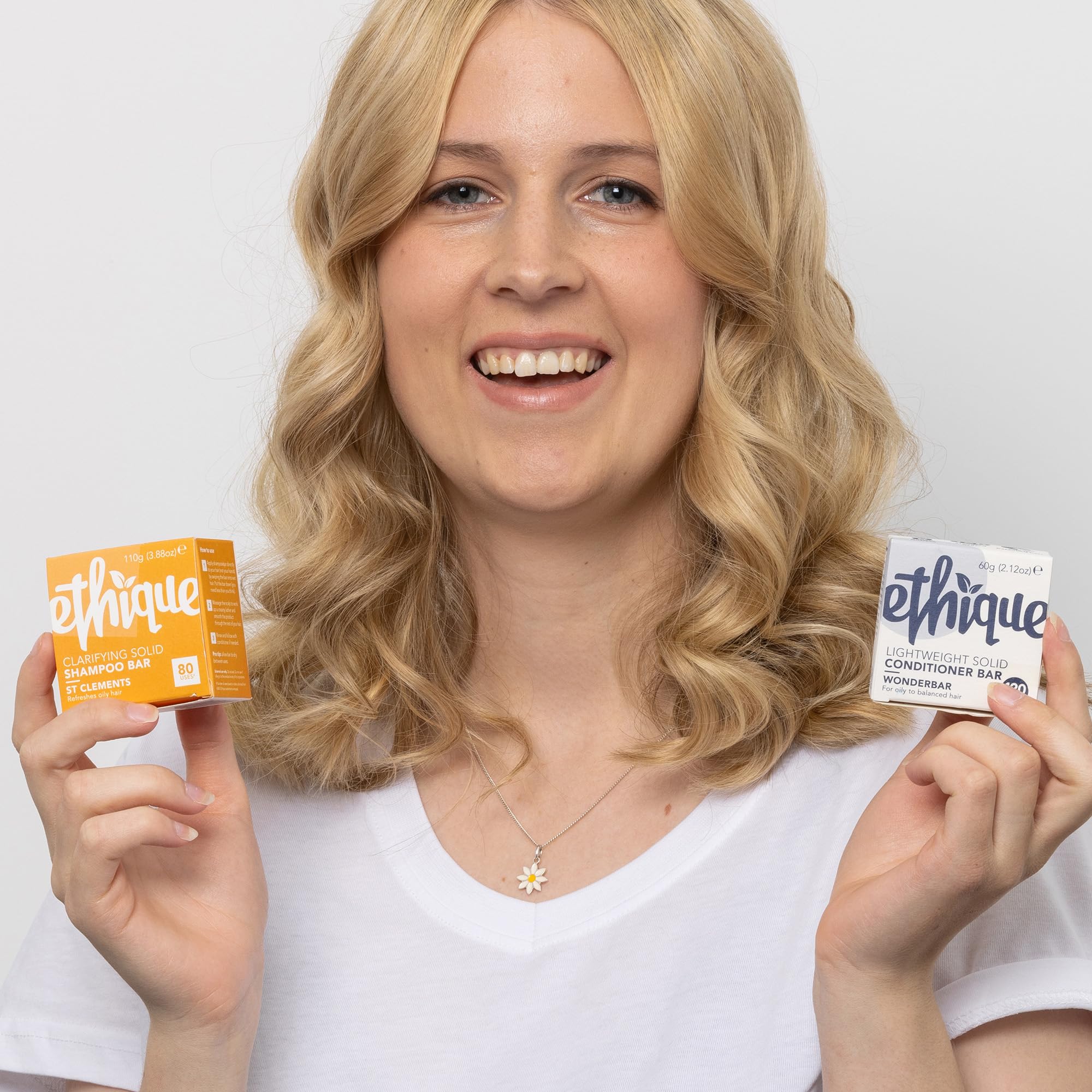 Ethique Goodbye Grease Shampoo & Conditioner Bar Gift Set - Clarifying Shampoo for Oily Hair & Scalp Buildup - Vegan, Eco-Friendly, Plastic-Free, Cruelty-Free, 6 oz (2 Bars) - Perfect for Travel, Gym & Sustainable Hair Care Routine