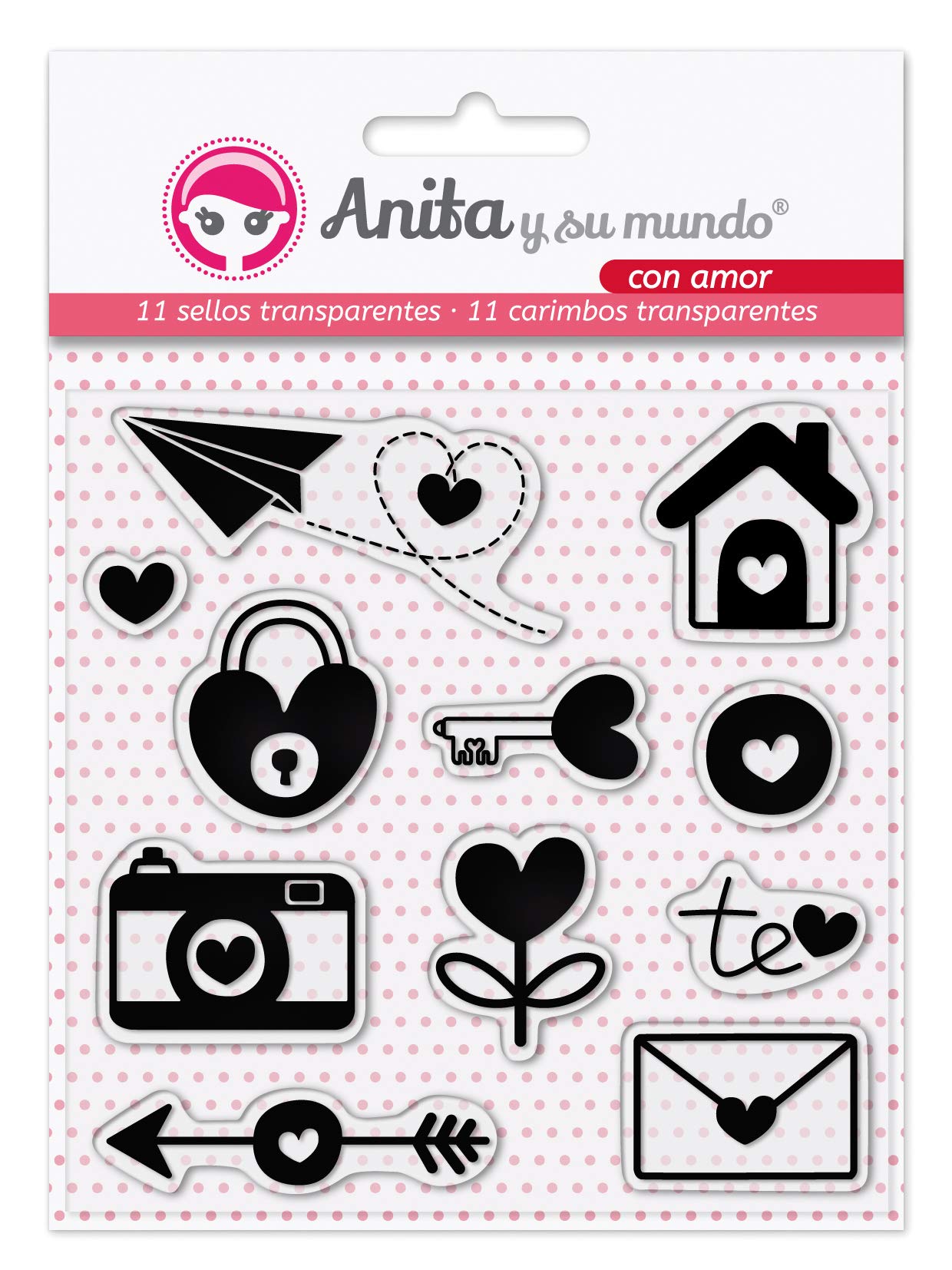 Anita and Her World Clear Stamps Set of 10 - Love Theme Stamps for Scrapbooking, Card Making & DIY Crafts - Perfect for Wedding Invitations, Greeting Cards and Journaling