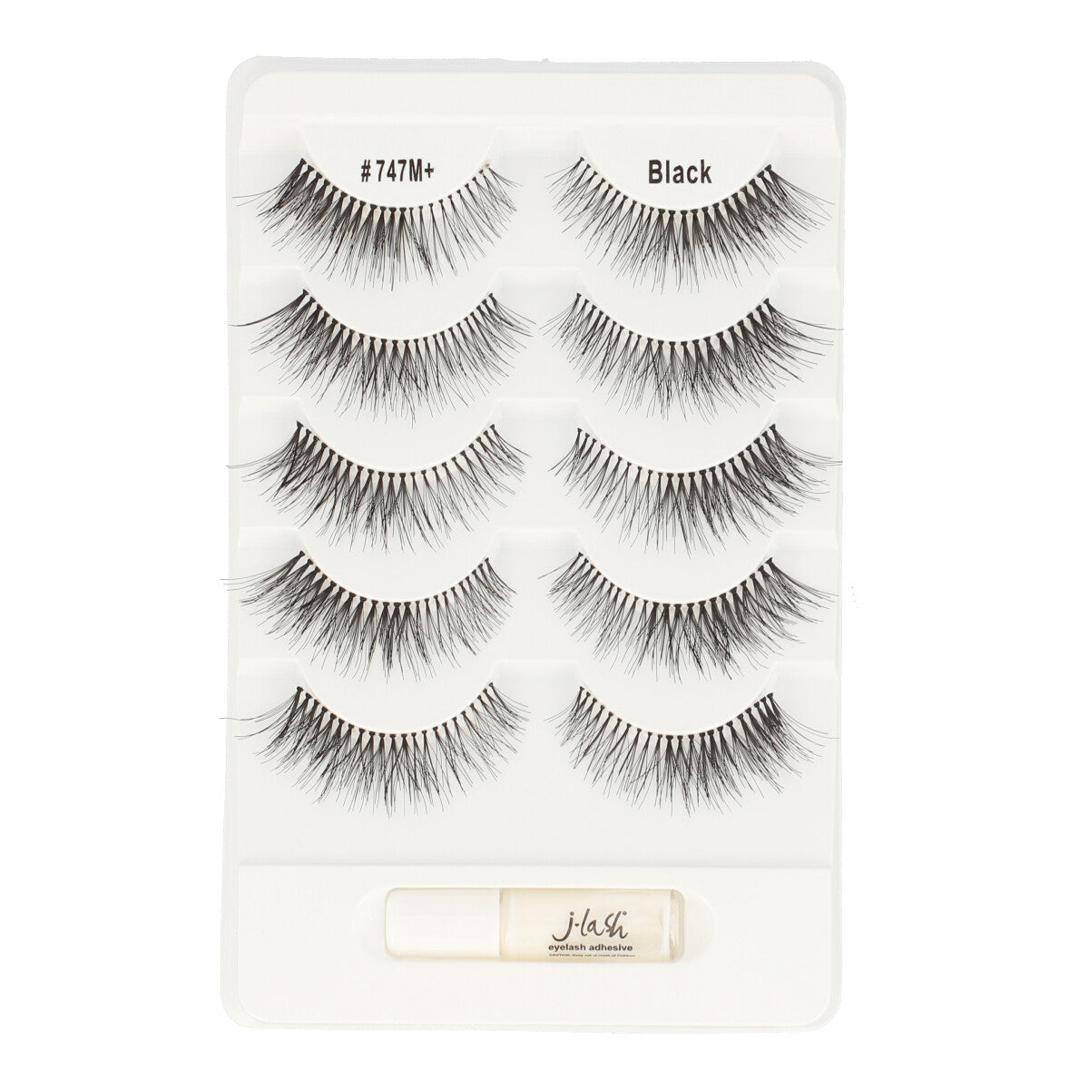 Multipack False Eyelashes J 747M+ with Glue - Natural & Dramatic Look for Parties, Weddings & Special Events