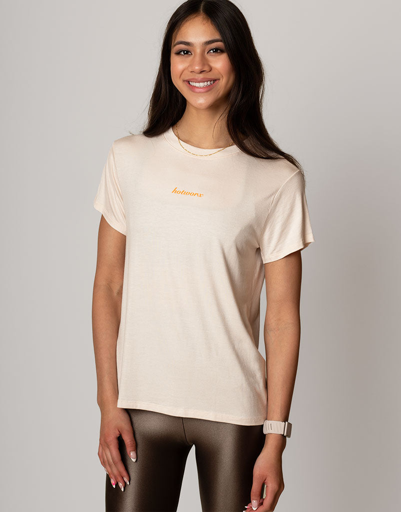 HOTWORX Classic Vanilla T-Shirt - Comfortable Cotton Tee for Workouts, Yoga & Casual Wear | Men's & Women's Fitness Apparel