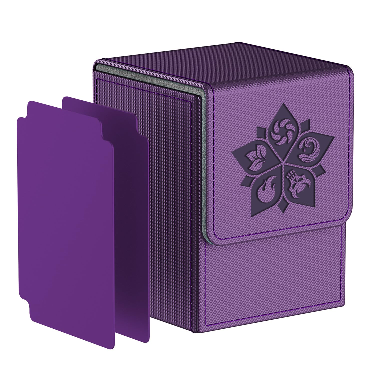 Premium MTG Deck Box for 110 Single Sleeved Commander Cards - Durable Trading Card Storage Case with 2 Dividers (Purple) - Perfect for MTG Tournaments, Card Collection & Organized Gameplay