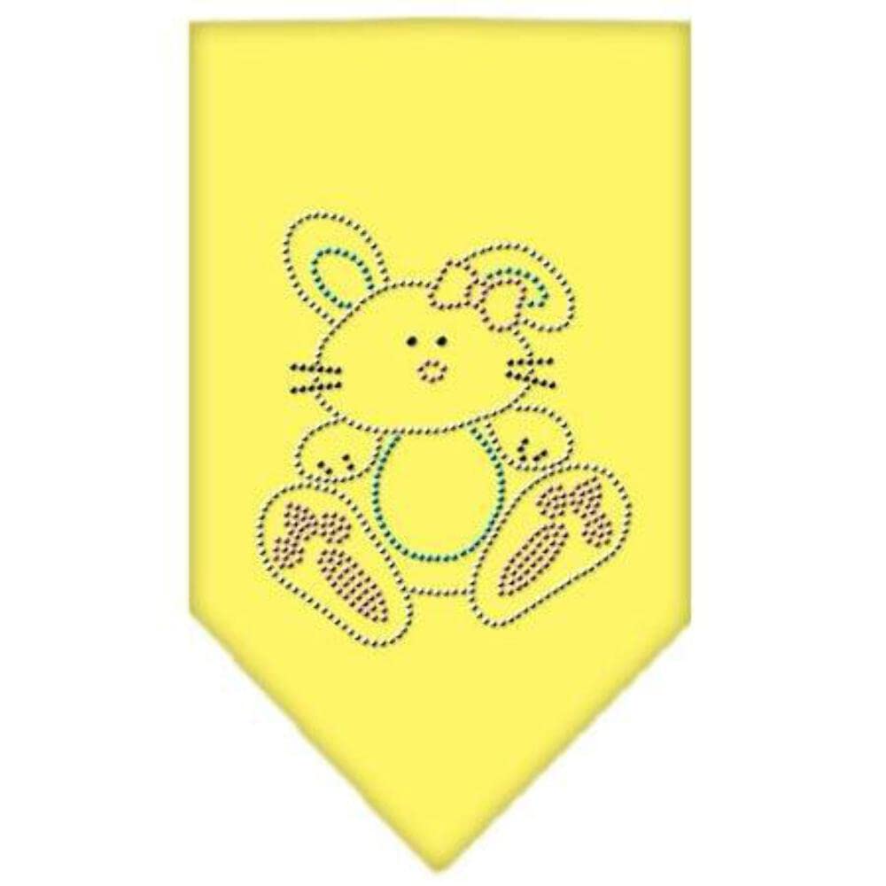 Sparkling Rhinestone Dog Bandana - Bunny Design Yellow Small Pet Bandana for Dogs & Cats - Perfect for Easter, Pet Birthdays & Holiday Photos