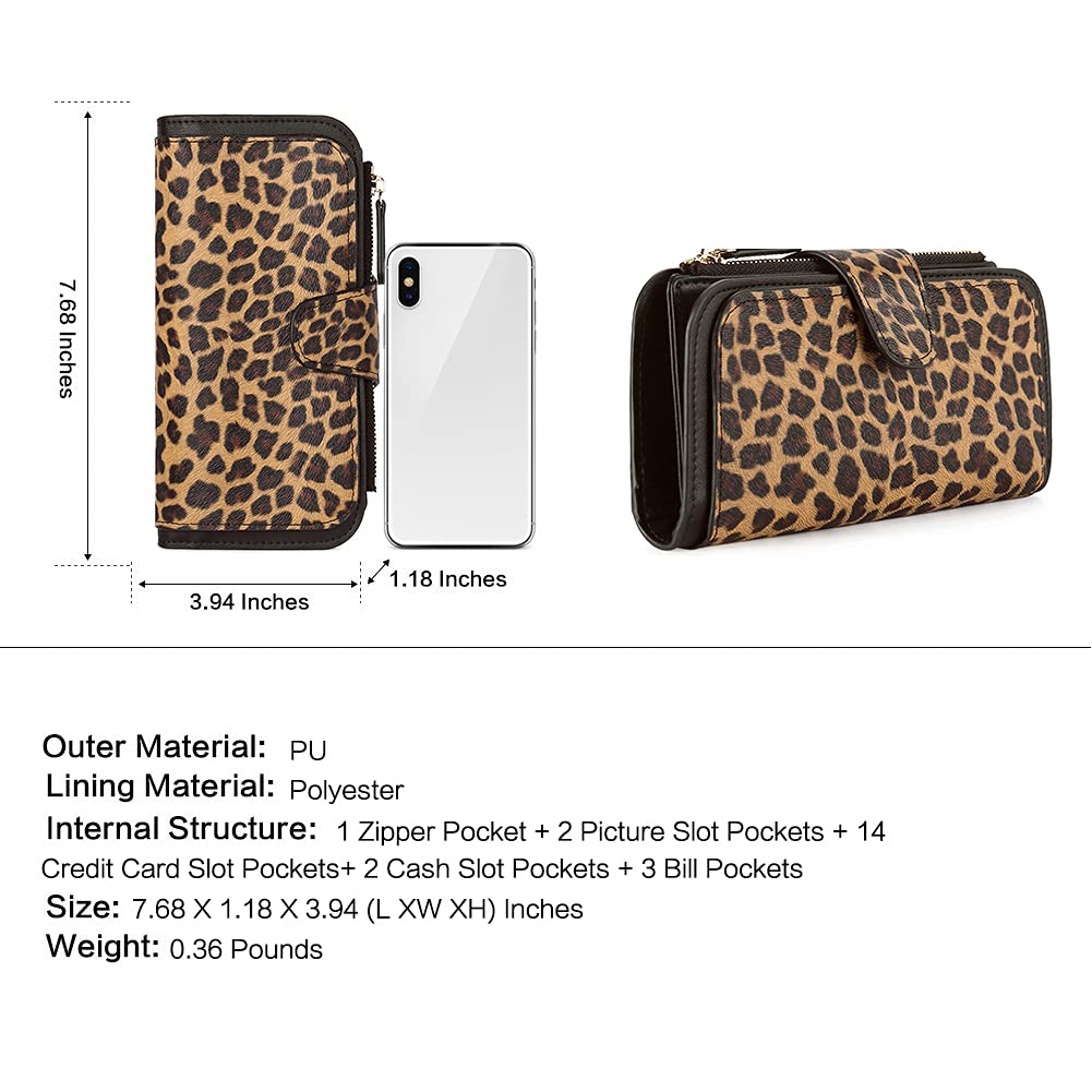 CLUCI Women's Leather RFID Wallet - Trifold Card Holder with ID Window for Daily Use